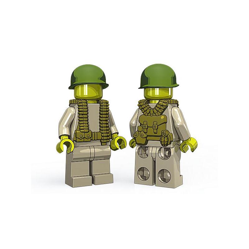 BrickArms US Gunner Pack for WWII Minifigures M1919 Helmet Vest